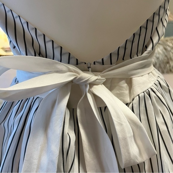 SEA NEW YORK White Gray Stripped 2 Dress Cotton Halter Bow Tie Collar Backless - Picture 4 of 17